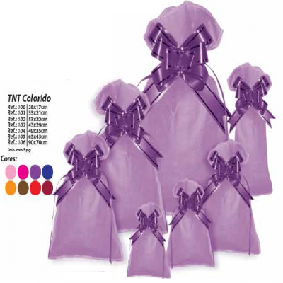 SACO PARA PRESENTE EM TNT C/ CORDÃO CORES SORTIDA 43X65